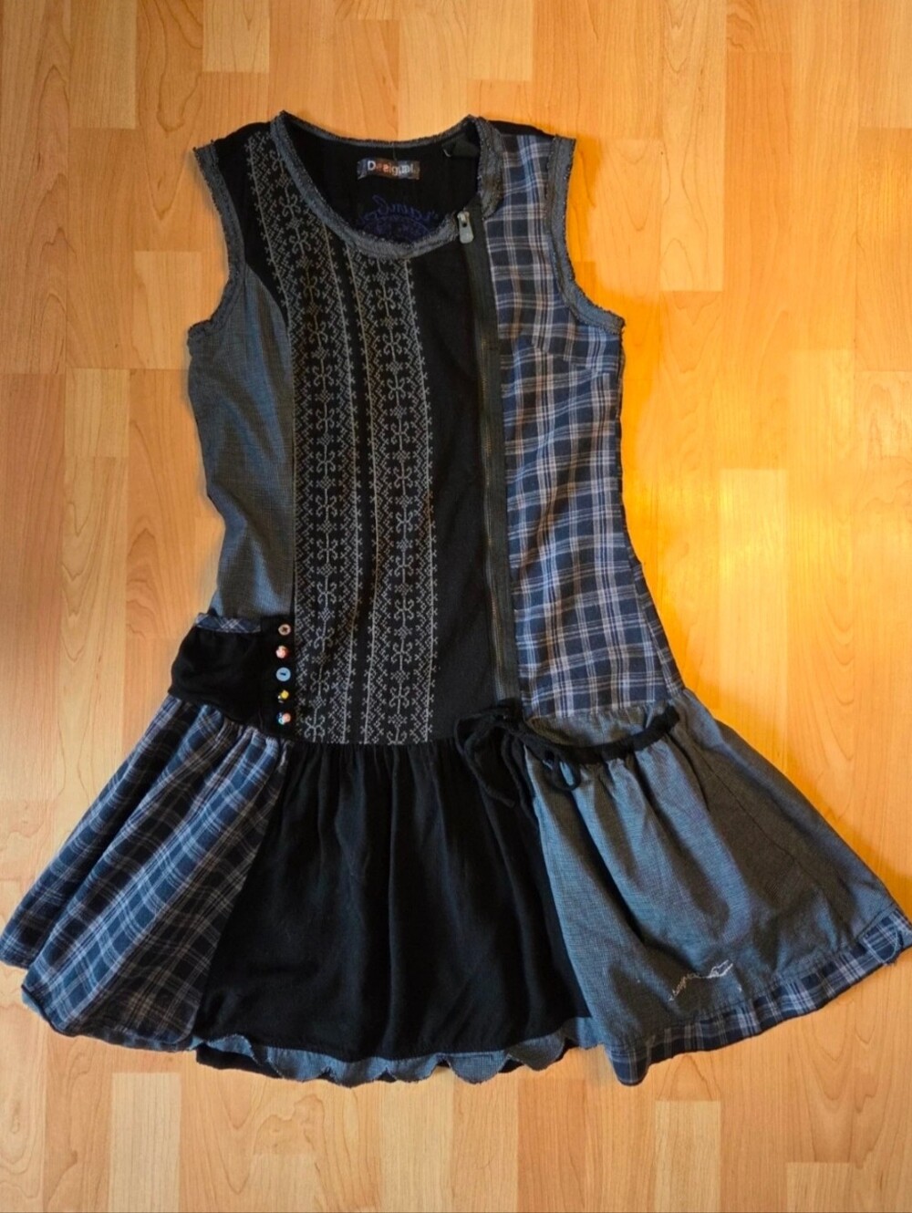 Desigual patchwork drop waist mini dress